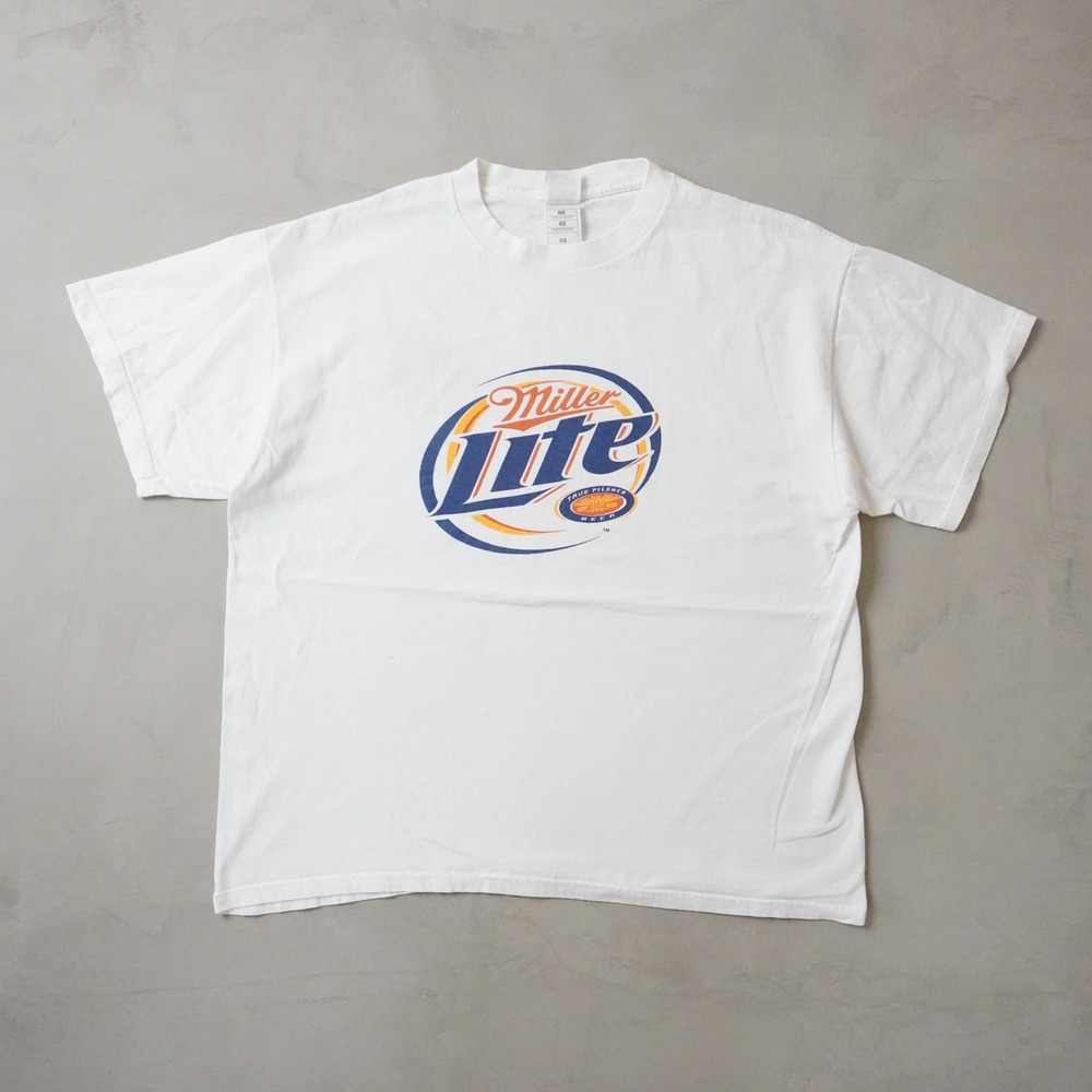 Vintage Miller Lite T-Shirt XL Mens White Beer True Pilsner Fruit of the Loom